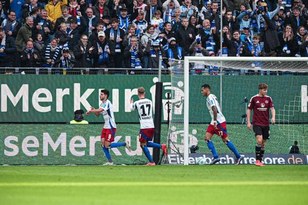 Goal celebration Hamburger SV after goal to 1 0 Daniel Elfadli Hamburger SV, 08 GER, Hamburger SV vs 1 FC Nuernberg, Football, 2 Bundesliga, Matchday 11, Season 2024 2025, 03 11 2024 DFL REGULATIONS PROHIBIT ANY USE OF PHOTOGRAPHS AS IMAGE SEQUENCES AND OR QUASI VIDEO GER, Hamburger SV vs 1 FC Nuernberg, Football, 2 Bundesliga, Matchday 11, Season 2024 2025, 03 11 2024 Hamburg Copyright: xEibner-Pressefoto MarcelxvonxFehrnx EP_MFN