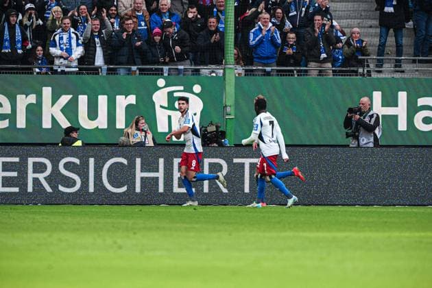 Goal celebration Hamburger SV after goal to 1 0 Daniel Elfadli Hamburger SV, 08 GER, Hamburger SV vs 1 FC Nuernberg, Football, 2 Bundesliga, Matchday 11, Season 2024 2025, 03 11 2024 DFL REGULATIONS PROHIBIT ANY USE OF PHOTOGRAPHS AS IMAGE SEQUENCES AND OR QUASI VIDEO GER, Hamburger SV vs 1 FC Nuernberg, Football, 2 Bundesliga, Matchday 11, Season 2024 2025, 03 11 2024 Hamburg Copyright: xEibner-Pressefoto MarcelxvonxFehrnx EP_MFN