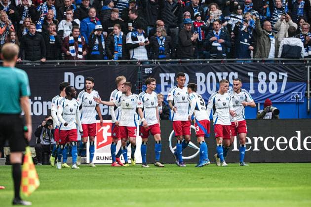 Goal celebration Hamburger SV after goal to 1 0 Daniel Elfadli Hamburger SV, 08 GER, Hamburger SV vs 1 FC Nuernberg, Football, 2 Bundesliga, Matchday 11, Season 2024 2025, 03 11 2024 DFL REGULATIONS PROHIBIT ANY USE OF PHOTOGRAPHS AS IMAGE SEQUENCES AND OR QUASI VIDEO GER, Hamburger SV vs 1 FC Nuernberg, Football, 2 Bundesliga, Matchday 11, Season 2024 2025, 03 11 2024 Hamburg Copyright: xEibner-Pressefoto MarcelxvonxFehrnx EP_MFN
