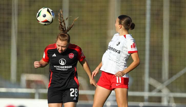 Madeleine Steck - Nora Scherer , Frauen 2.Bundesliga , 1.FCN Nürnberg-Freiburg II, Spieltag 9, Fußball , in den Sportpark Valznerweiher Stadion , Nürnberg, Bayern, Deutschland . November 03, 2024 . Photo by: Davide Elias Ipa Photo Pressefoto DENL Copyright: xDavidexEliasx