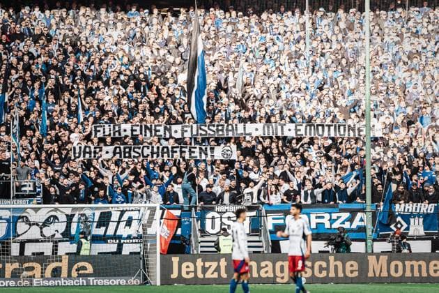 Soccer Men Season 2024 2025 2 Football Bundesliga 11 Matchday Hamburger SV vs 1 FC Nürnberg 03 11 2024 Fans of HSV with a banner Für Einen Fussball Mit Emotionen VAR Abschaffen Video Assist Hamburg Volksparkstadion Hamburg Germany