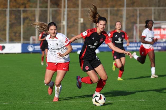 03 11 2024 Soccer Season 2024 2025 2 Women Soccer Bundesliga 09 Matchday 1 FC Nürnberg FCN Club Clubfrauen SC Freiburg II Sportfoto Zink DC DaEn xdcxdex Noreen Günnewig 14, SC Freiburg II , Nele Bauereisen 23, 1 FC Nürnberg FCN