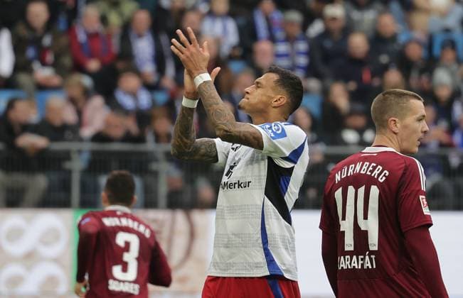Davie Selke HSV Football, Men, Season 2024 2025, 2 BL, Volksparkstadion, Hamburger SV vs 1 FC Nuernberg DFL REGULATIONS PROHIBIT ANY USE OF PHOTOGRAPHS AS IMAGE SEQUENCES AND OR QUASI VIDEO