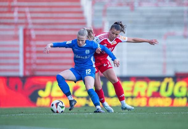 Soccer, Women, Season 2024 2025, 2 Bundesliga 9 Matchday , 1 FC Union Berlin SV Meppen, v l Nina Zimmer SV Meppen , Korina Janez 1 FC Union , 03 11 2024, Copyright: xSebastianxRäppold MatthiasxKochx
