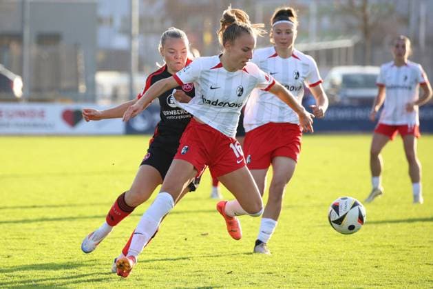 03 11 2024 Soccer Season 2024 2025 2 Women Soccer Bundesliga 09 Matchday 1 FC Nürnberg FCN Club Clubfrauen SC Freiburg II Sportfoto Zink DC DaEn xdcxdex Anny Kerim Lindland 19, 1 FC Nürnberg FCN , Annalena Heck 16, SC Freiburg II