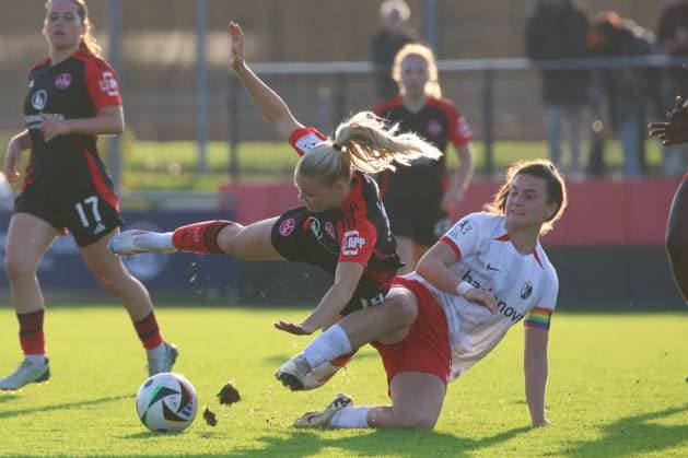 03 11 2024 Soccer Season 2024 2025 2 Women Soccer Bundesliga 09 Matchday 1 FC Nürnberg FCN Club Clubfrauen SC Freiburg II Sportfoto Zink DC DaEn xdcxdex Anny Kerim Lindland 19, 1 FC Nürnberg FCN , Leonie Lorenz 5, SC Freiburg II