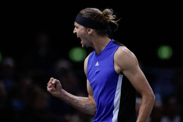 ROLEX PARIS MASTERS TENNIS 2024 Paris, 03 11 2024 Final, Alexander Zverev GER Ugo Humbert FRA v l Alexander Zverev GER cheers, screams Copyright: AntonioxBorga