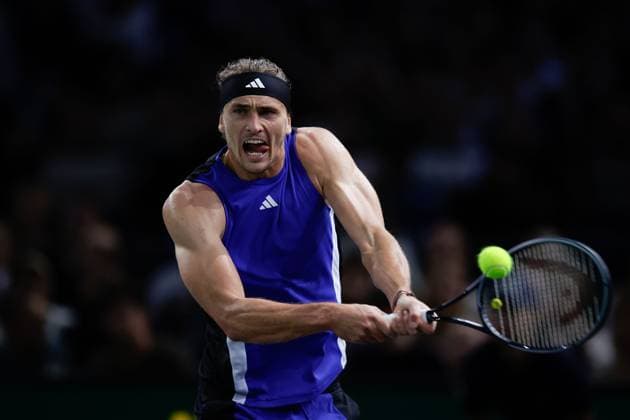 ROLEX PARIS MASTERS TENNIS 2024 Paris, 03 11 2024 Final, Alexander Zverev GER Ugo Humbert FRA v l Alexander Zverev GER plays a backhand Copyright: AntonioxBorga
