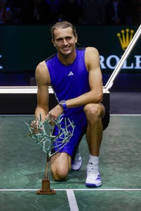ROLEX PARIS MASTERS TENNIS 2024 Paris, 03 11 2024 Final, Alexander Zverev GER Ugo Humbert FRA v l Award ceremony Rolex Masters 2024, winner Alexander Zverev GER with trophy, laughing, happy Copyright: AntonioxBorga