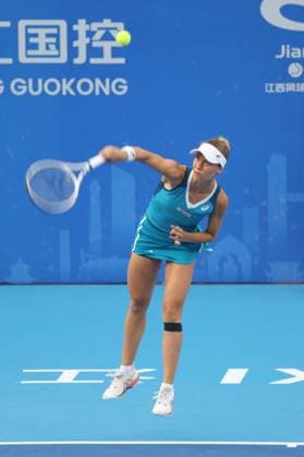 China Jiujiang WTA, Tennis Damen Jiangxi Open Viktorija Golubic of Switzerland returns a hit to Rebecca Sramkova of Slovakia during the final of the WTA Jiangxi Open in Jiujiang city in central China s Jiangxi province Sunday, Nov. 03, 2024. Golubic beat Sramkova by 6-3, 7-5., Credit:FEATURECHINA Avalon CHINA, JIANGXI, JIUJIANG  Copyright: xFEATURECHINAx xAvalonx 0777791893st