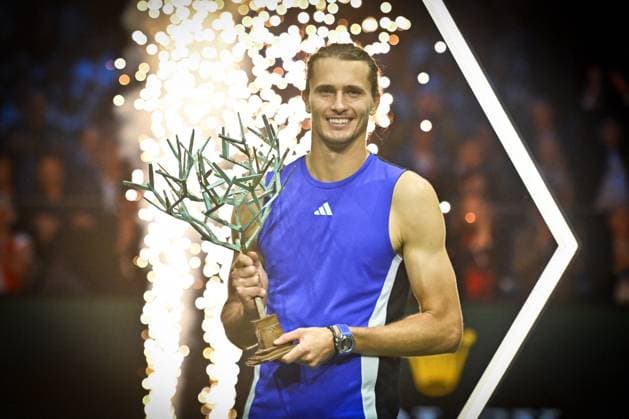 Final Of The Rolex Paris Masters German tennis player, Alexander Zverev, celebrate with his trophy after winning the final of the Rolex Paris Masters 2024 against Ugo Humbert, french tennis player on November 3, 2024. Photo by Tomas Stevens ABACAPRESS.COM Paris France  Copyright: xStevensxTomas ABACAx