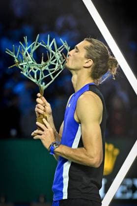 Final Of The Rolex Paris Masters German tennis player, Alexander Zverev, celebrate with his trophy after winning the final of the Rolex Paris Masters 2024 against Ugo Humbert, french tennis player on November 3, 2024. Photo by Tomas Stevens ABACAPRESS.COM Paris France  Copyright: xStevensxTomas ABACAx