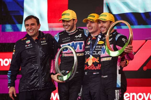 WACHE Pierre (fra), Technical Director of Red Bull Racing, portrait OCON Esteban (fra), Alpine F1 Team A524, portrait VERSTAPPEN Max (ned), Red Bull Racing RB20, portrait GASLY Pierre (fra), Alpine F1 Team A524, portrait during the Formula 1 Grande Premio de Sao Paulo 2024, 21th round of the 2024 Formula One World Championship, WM, Weltmeisterschaft from November 1 to 3, 2024 on the Interlagos Circuit, in Sao Paulo, Brazil - F1 - SAO PAULO GRAND PRIX 2024 DPPI Panoramic 241103_R21_BRASILE_DP_XB3_5463