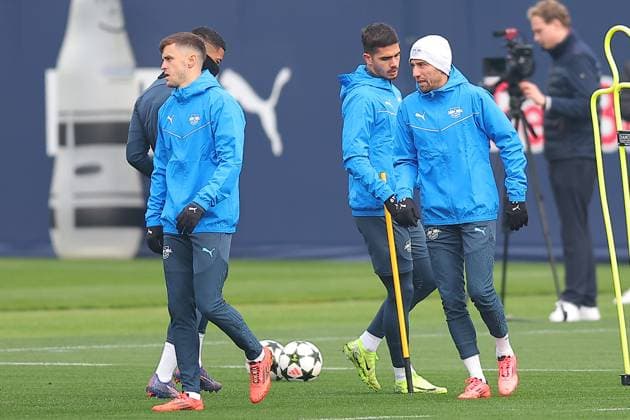 RB Leipzig Training 1 Bundesliga Leipzig, 04 11 2024, Training center at Cottaweg, Season 2024 2025, Football, Men, 1 Bundesliga , RB Leipzig Training , In the picture from l Kevin Kampl, Andre Silva and Christoph Baumgartner ,