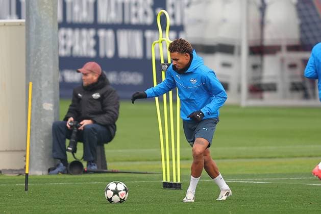 RB Leipzig Training 1 Bundesliga Leipzig, 04 11 2024, Training center at Cottaweg, Season 2024 2025, Football, Men, 1 Bundesliga , RB Leipzig Training , In the picture Antonio Nusa ,