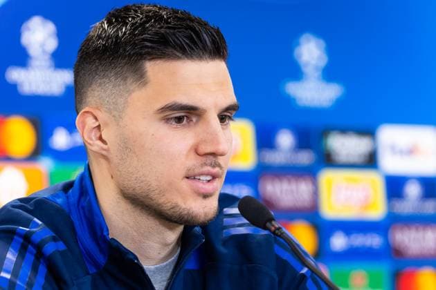 SLOVAN BRATISLAVA - GNK DINAMO ZAGREB press conference, PK, Pressekonferenz Player of Slovan Marko Tolic during the press conference ahead of league phase of UEFA Champions League football match between SK Slovan Bratislava and GNK Dinamo Zagreb. Bratislava, Slovakia, November 04, 2024. PUBLICATION NOT IN SLOVAKIA Copyright: xx slovan_dinamo_pressconference011