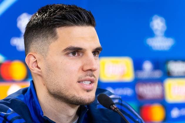 SLOVAN BRATISLAVA - GNK DINAMO ZAGREB press conference, PK, Pressekonferenz Player of Slovan Marko Tolic during the press conference ahead of league phase of UEFA Champions League football match between SK Slovan Bratislava and GNK Dinamo Zagreb. Bratislava, Slovakia, November 04, 2024. PUBLICATION NOT IN SLOVAKIA Copyright: xx slovan_dinamo_pressconference016