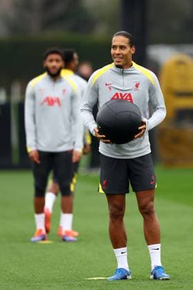 Liverpool at AXA Training Centre, Liverpool. Virgil van Dijk of Liverpool during a training session ahead of the Champion™s League match against Bayer Leverkusen. Picture date: 4th November 2024. Picture credit should read: Annabel Lee-Ellis Sportimage EDITORIAL USE ONLY. No use with unauthorised audio, video, data, fixture lists, club league logos or live services. Online in-match use limited to 120 images, no video emulation. No use in betting, games or single club league player publications. SPI-3437-0010