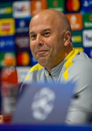 Football - UEFA Champions League - League Phase - Liverpool FC v Bayer 04 Leverkusen - MD-1 LIVERPOOL, ENGLAND - Monday, November 4, 2024: Liverpool s head coach Arne Slot during a press conference, PK, Pressekonferenz at Anfield ahead of the UEFA Champions League game between Liverpool FC and Bayer 04 Leverkusen. (Photo by David Rawcliffe Propaganda) LIVERPOOL Anfield MERSEYSIDE ENGLAND  Copyright: xDavidxRawcliffex P2024-11-04-Liverpool_Leverkusen_MD-1-43