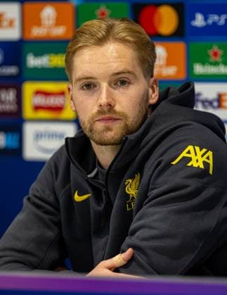 Football - UEFA Champions League - League Phase - Liverpool FC v Bayer 04 Leverkusen - MD-1 LIVERPOOL, ENGLAND - Monday, November 4, 2024: Liverpool s goalkeeper Caoimhin Kelleher during a press conference, PK, Pressekonferenz at Anfield ahead of the UEFA Champions League game between Liverpool FC and Bayer 04 Leverkusen. (Photo by David Rawcliffe Propaganda) LIVERPOOL Anfield MERSEYSIDE ENGLAND  Copyright: xDavidxRawcliffex P2024-11-04-Liverpool_Leverkusen_MD-1-49