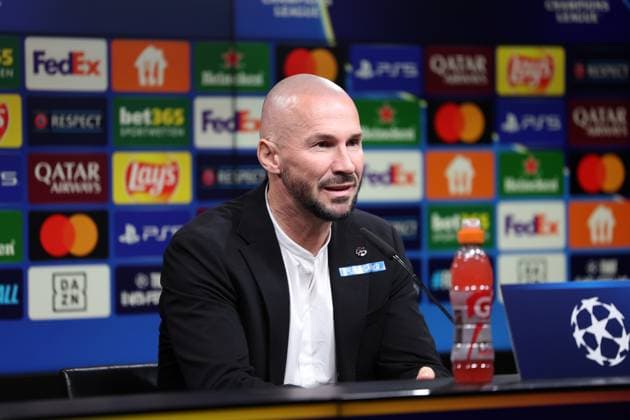 SOCCER - UEFA CL, Dortmund vs Sturm DORTMUND,GERMANY,04.NOV.24 - SOCCER - UEFA Champions League, Borussia Dortmund vs SK Sturm Graz, preview, press conference, PK, Pressekonferenz Sturm. Image shows head coach Christian Ilzer (Sturm).  GEPAxpictures xChrisxBauer
