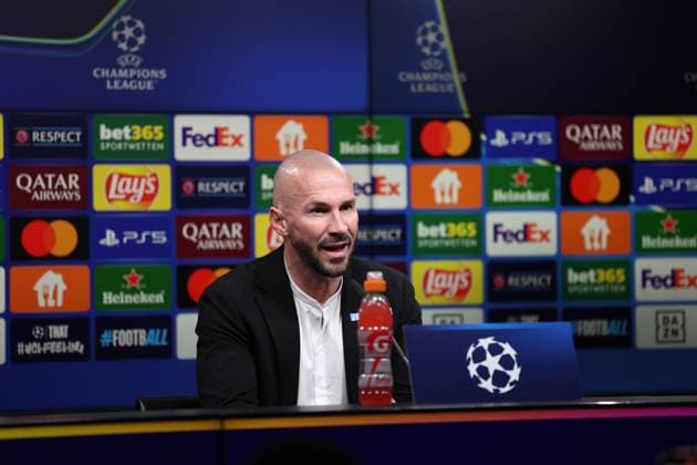 SOCCER - UEFA CL, Dortmund vs Sturm DORTMUND,GERMANY,04.NOV.24 - SOCCER - UEFA Champions League, Borussia Dortmund vs SK Sturm Graz, preview, press conference, PK, Pressekonferenz Sturm. Image shows head coach Christian Ilzer (Sturm).  GEPAxpictures xChrisxBauer