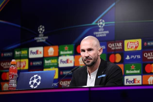 SOCCER - UEFA CL, Dortmund vs Sturm DORTMUND,GERMANY,04.NOV.24 - SOCCER - UEFA Champions League, Borussia Dortmund vs SK Sturm Graz, preview, press conference, PK, Pressekonferenz Sturm. Image shows head coach Christian Ilzer (Sturm).  GEPAxpictures xChrisxBauer