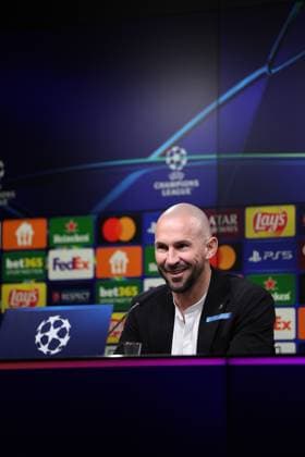 SOCCER - UEFA CL, Dortmund vs Sturm DORTMUND,GERMANY,04.NOV.24 - SOCCER - UEFA Champions League, Borussia Dortmund vs SK Sturm Graz, preview, press conference, PK, Pressekonferenz Sturm. Image shows head coach Christian Ilzer (Sturm).  GEPAxpictures xChrisxBauer
