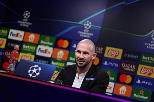 SOCCER - UEFA CL, Dortmund vs Sturm DORTMUND,GERMANY,04.NOV.24 - SOCCER - UEFA Champions League, Borussia Dortmund vs SK Sturm Graz, preview, press conference, PK, Pressekonferenz Sturm. Image shows head coach Christian Ilzer (Sturm).  GEPAxpictures xChrisxBauer