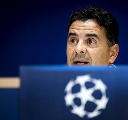EINDHOVEN - Coach Michel Sanchez of Girona FC during a press conference, PK, Pressekonferenz prior to the Champions League match between PSV and Girona FC. ANP KOEN VAN WEEL xVIxANPxSportx xxANPxIVx 512691732 originalFilename: 512691732.jpg