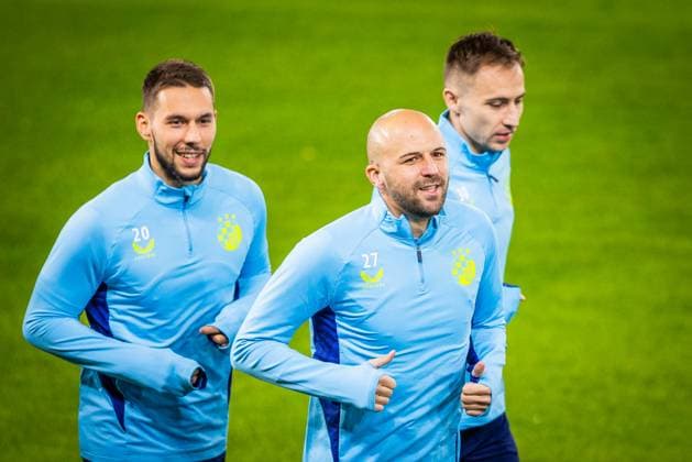 SLOVAN BRATISLAVA - GNK DINAMO ZAGREB Players of Dinamo Zagreb Marko Pjaca, Josip Misic during team practice ahead of league phase of UEFA Champions League football match between SK Slovan Bratislava and GNK Dinamo Zagreb. Bratislava, Slovakia, November 04, 2024. PUBLICATION NOT IN SLOVAKIA Copyright: xx 080A7218