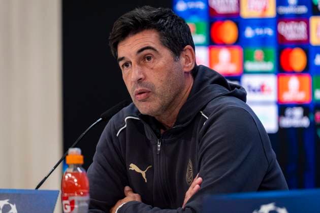 Champions League 2024 25 League Phase MD4: AC Milan Training Session and press conference, PK, Pressekonferenz Paulo Fonseca, head coach of AC Milan, seen speaking during the UEFA Champions League 2024 25 League Phase MD4 training and press conference at Estadio Santiago Bernabeu on November 4, 2024 in Madrid, Spain. Madrid Estadio Santiago Bernabeu Madrid Spain Copyright: xAlbertoxGardinx AGardin_20241104_Football_Champions_Milan_PC_001