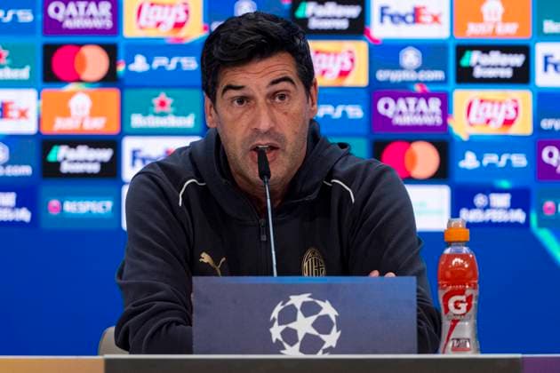 Champions League 2024 25 League Phase MD4: AC Milan Training Session and press conference, PK, Pressekonferenz Paulo Fonseca, head coach of AC Milan, seen speaking during the UEFA Champions League 2024 25 League Phase MD4 training and press conference at Estadio Santiago Bernabeu on November 4, 2024 in Madrid, Spain. Madrid Estadio Santiago Bernabeu Madrid Spain Copyright: xAlbertoxGardinx AGardin_20241104_Football_Champions_Milan_PC_006