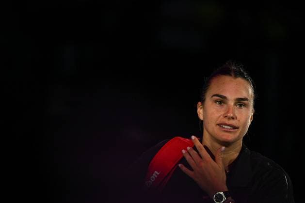 WTA, Tennis Damen Finals 2024 - Day 3 RIYADH, SAUDI ARABIA - NOVEMBER 04: Aryna Sabalenka of Belarus speaks to the media after her victory against Jasmine Paolini of Italy on day 3 of the 2024 WTA Finals, part of the Hologic WTA Tour, held at King Saud University Indoor Arena on November 04, 2024, in Riyadh, Saudi Arabia. Riyadh Saudi Arabia  Copyright: xArturxWidakx originalFilename:widak-wtafinal241104_np4Ek.jpg