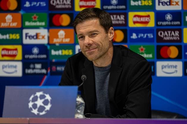 Football - UEFA Champions League - League Phase - Liverpool FC v Bayer 04 Leverkusen - MD-1 LIVERPOOL, ENGLAND - Monday, November 4, 2024: Bayer Leverkusen s head coach Xabi Alonso during a press conference, PK, Pressekonferenz at Anfield ahead of the UEFA Champions League game between Liverpool FC and Bayer 04 Leverkusen. (Photo by David Rawcliffe Propaganda) LIVERPOOL Anfield MERSEYSIDE ENGLAND  Copyright: xDavidxRawcliffex P2024-11-04-Liverpool_Leverkusen_MD-1-51