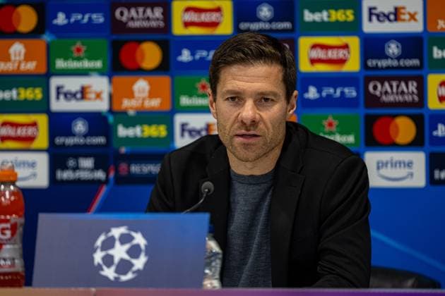 Football - UEFA Champions League - League Phase - Liverpool FC v Bayer 04 Leverkusen - MD-1 LIVERPOOL, ENGLAND - Monday, November 4, 2024: Bayer Leverkusen s head coach Xabi Alonso during a press conference, PK, Pressekonferenz at Anfield ahead of the UEFA Champions League game between Liverpool FC and Bayer 04 Leverkusen. (Photo by David Rawcliffe Propaganda) LIVERPOOL Anfield MERSEYSIDE ENGLAND  Copyright: xDavidxRawcliffex P2024-11-04-Liverpool_Leverkusen_MD-1-69