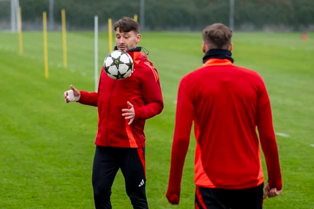 Sparta Prague players train before the Champions League 4th round match Sparta Prague vs Stade Brest, in Prague, Czech Republic, November 5, 2024. Kaan Kairinen. (CTKxPhoto OndrejxDeml) CTKPhotoP2024110504253  CTKPhotoP2024110504253