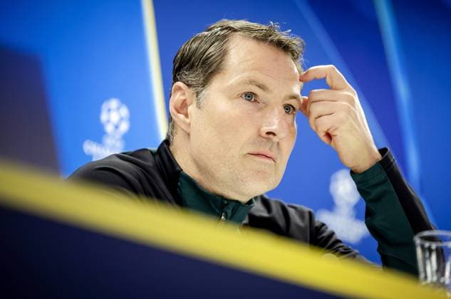 ROTTERDAM - Feyenoord coach Brian Priske of Feyenoord during a press conference, PK, Pressekonferenz at De Kuip prior to the Champions League match against FC Red Bull Salzburg. ANP ROBIN VAN LONKHUIJSEN xVIxANPxSportx xxANPxIVx 512749405 originalFilename: 512749405.jpg