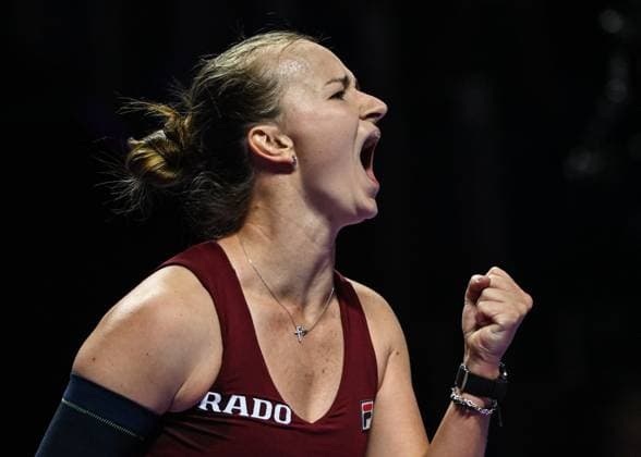 WTA, Tennis Damen Finals 2024 - Day 4 RIYADH, SAUDI ARABIA - NOVEMBER 05: Barbora Krejcikova of Czech Republic during her match against Jessica Pegula of USA, on day 4 of the 2024 WTA Finals, part of the Hologic WTA Tour, held at King Saud University Indoor Arena on November 05, 2024, in Riyadh, Saudi Arabia. Riyadh Saudi Arabia  Copyright: xArturxWidakx originalFilename:widak-wtafinal241105_npqkU.jpg
