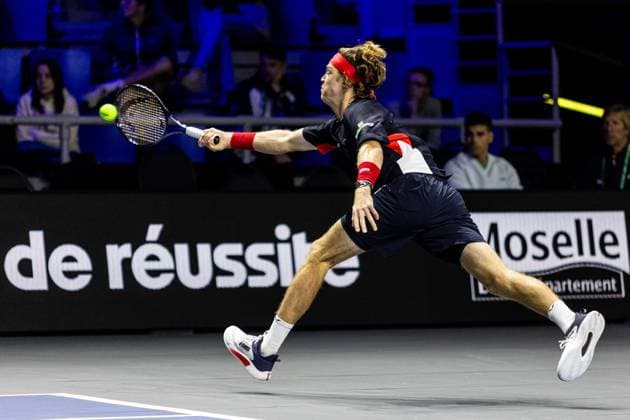 Moselle Open : Andrey Rublev PHOTOPQR LE REPUBLICAIN LORRAIN Hugo AZMANI ; Metz ; 05 11 2024 ; Moselle Open : Andrey Rublev Metz Moselle Lorraine France  Copyright: xPHOTOPQR LExREPUBLICAINxLORRAIN xHugoxAZMANIx 20241105RBL9819 20241105RBL9819