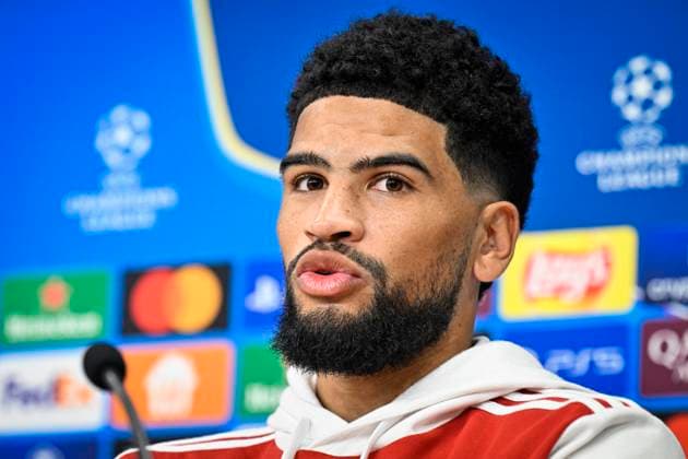 Football player Mahdi Camara speaks during a press conference, PK, Pressekonferenz of Stade Brest team prior to the Champions League 4th round match Sparta Prague (Czech) vs Stade Brest (France), in Prague, Czech Republic, on November 5, 2024. (CTKxPhoto VitxSimanek) CTKPhotoP2024110507270  CTKPhotoP2024110507270