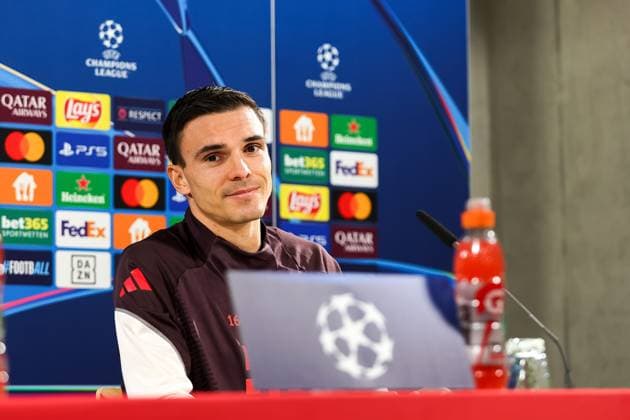 Joao Palhinha FC Bayern Muenchen, 16 at the press conference, Ger, International press conference, FC Bayern Muenchen, Football, UEFA Champions League, Matchday 4, 2024 2025 season, 05 11 2024, Ger, International press conference, FC Bayern Muenchen, Football, UEFA Champions League, Matchday 4, 2024 2025 season, 05 11 2024 Muenchen Copyright: xEibner-Pressefoto JennixMaulx EP_JML