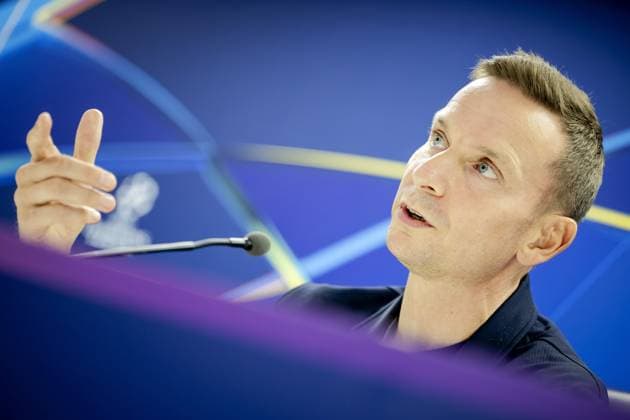ROTTERDAM - Coach Pepijn Lijnders of FC Red Bull Salzburg during a press conference, PK, Pressekonferenz at De Kuip prior to the Champions League match against Feyenoord. ANP ROBIN VAN LONKHUIJSEN xVIxANPxSportx xxANPxIVx 512758228 originalFilename: 512758228.jpg