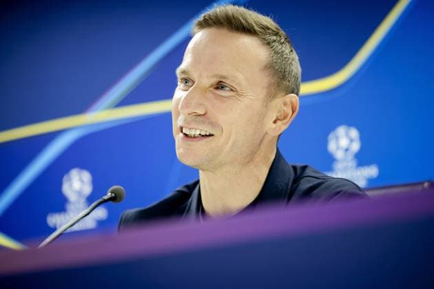 ROTTERDAM - Coach Pepijn Lijnders of FC Red Bull Salzburg during a press conference, PK, Pressekonferenz at De Kuip prior to the Champions League match against Feyenoord. ANP ROBIN VAN LONKHUIJSEN xVIxANPxSportx xxANPxIVx 512758529 originalFilename: 512758529.jpg