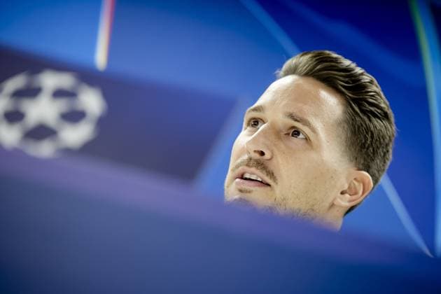 ROTTERDAM - Janis Blaswich of FC Red Bull Salzburg during a press conference, PK, Pressekonferenz at De Kuip prior to the Champions League match against Feyenoord. ANP ROBIN VAN LONKHUIJSEN xVIxANPxSportx xxANPxIVx 512758538 originalFilename: 512758538.jpg