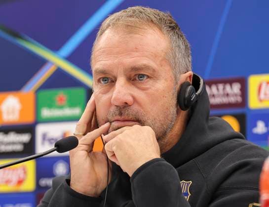 Crvena Zvezda vs Barcelona, UEFA Champions League Head coach Hansi Flick of FC Barcelona, Barca during the press conference, PK, Pressekonferenz of FC Barcelona ahead the match against FK Crvena Zvezda in UEFA Champions League, 5. November 2024. (credit image & photo: Pedja Milosavljevic STARSPORT) Belgrade Serbia Copyright: xPedjaxMilosavljevic STARSPORTx x