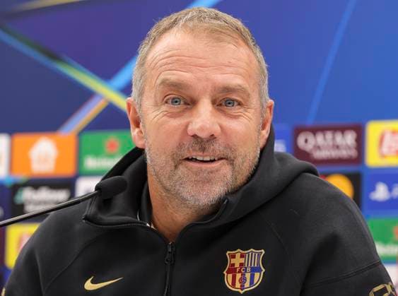 Sport Bilder des Tages Crvena Zvezda vs Barcelona, UEFA Champions League Head coach Hansi Flick of FC Barcelona, Barca during the press conference, PK, Pressekonferenz of FC Barcelona ahead the match against FK Crvena Zvezda in UEFA Champions League, 5. November 2024. (credit image & photo: Pedja Milosavljevic STARSPORT) Belgrade Serbia Copyright: xPedjaxMilosavljevic STARSPORTx x