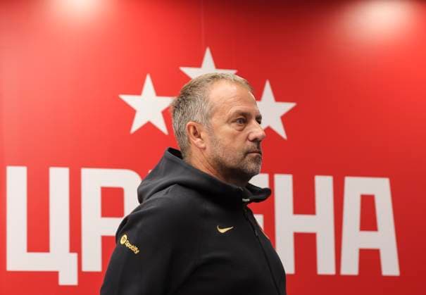Crvena Zvezda vs Barcelona, UEFA Champions League Head coach Hansi Flick of FC Barcelona, Barca during the press conference, PK, Pressekonferenz of FC Barcelona ahead the match against FK Crvena Zvezda in UEFA Champions League, 5. November 2024. (credit image & photo: Pedja Milosavljevic STARSPORT) Belgrade Serbia Copyright: xPedjaxMilosavljevic STARSPORTx x