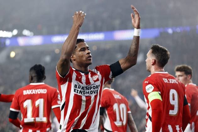 EINDHOVEN - Ryan Flamingo of PSV Eindhoven celebrates the 1-0 during the UEFA Champions league match between PSV Eindhoven and Girona FC at Phillips Stadium on Nov. 5, 2024 in Eindhoven, Netherlands. ANP MAURICE VAN STEEN UEFA Champions League 2024 25 League Phase MD4 2024 25 xVIxANPxSportx xxANPxIVx 512759895 originalFilename: 512759895.jpg
