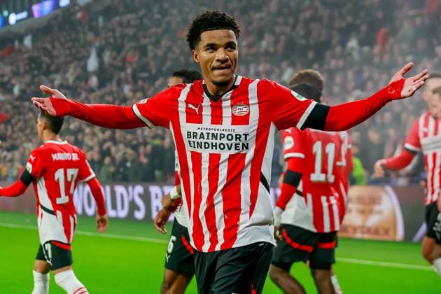 EINDHOVEN, 05-11-2024, Philips stadium. Dutch football. Champions League, season 2024 2025. Player PSV Malik Tillman celebrates after scoring 2-0 PSV - Girona  x26675921x Copyright: